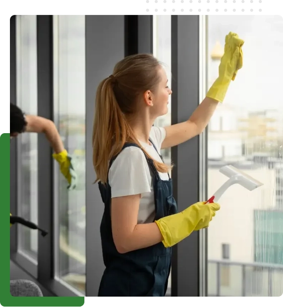 A cleaning expert inspecting equipment before starting a commercial project.
