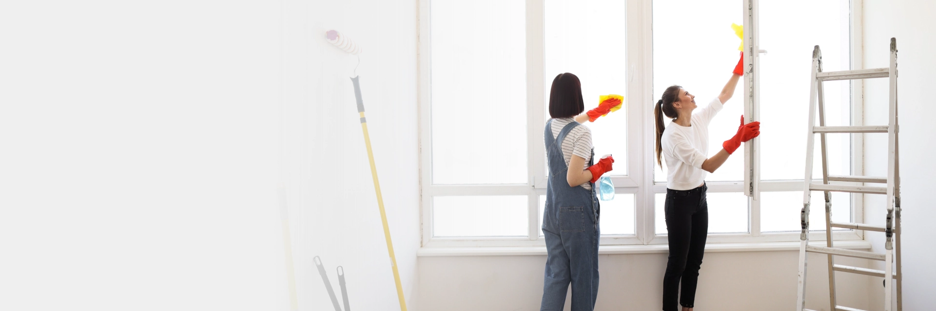 Team completing move-out cleaning services in Edmonton inside an empty apartment.