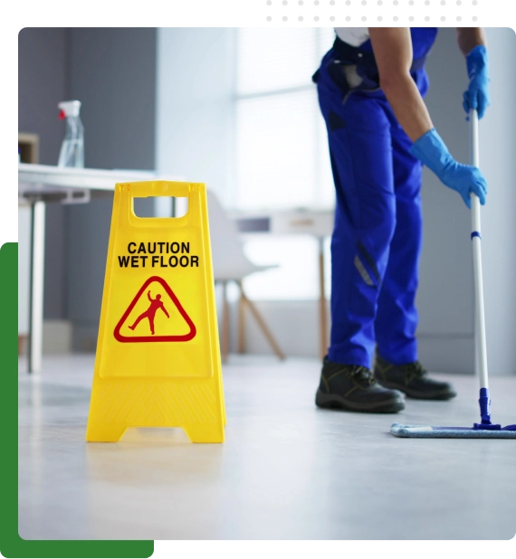 A team delivering janitorial cleaning services in St. Albert at a retail plaza.