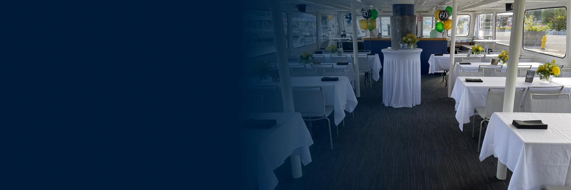 Guests celebrating together during private party cruises while sailing across the scenic waters of Georgian Bay.