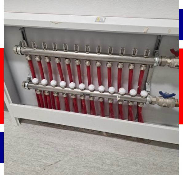 A technician testing heating services output in a Stony Mountain basement.
