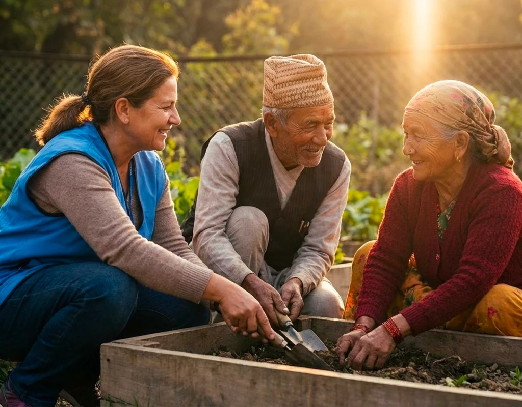 नेपालमा एक विद्यार्थी कक्षाकोठामा अध्ययन गर्दै शैक्षिक सहयोग प्राप्त गर्दैछ।