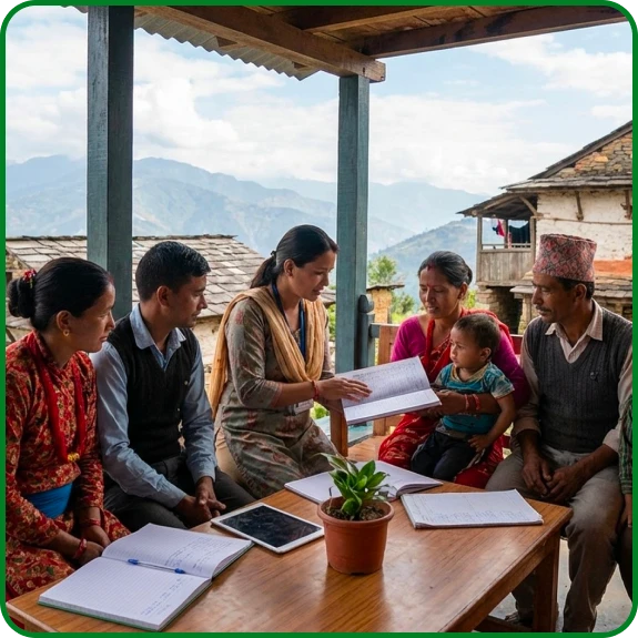 नेपालमा एक परिवार सामुदायिक कार्यक्रममार्फत पालनपोषण सहयोग प्राप्त गर्दै।