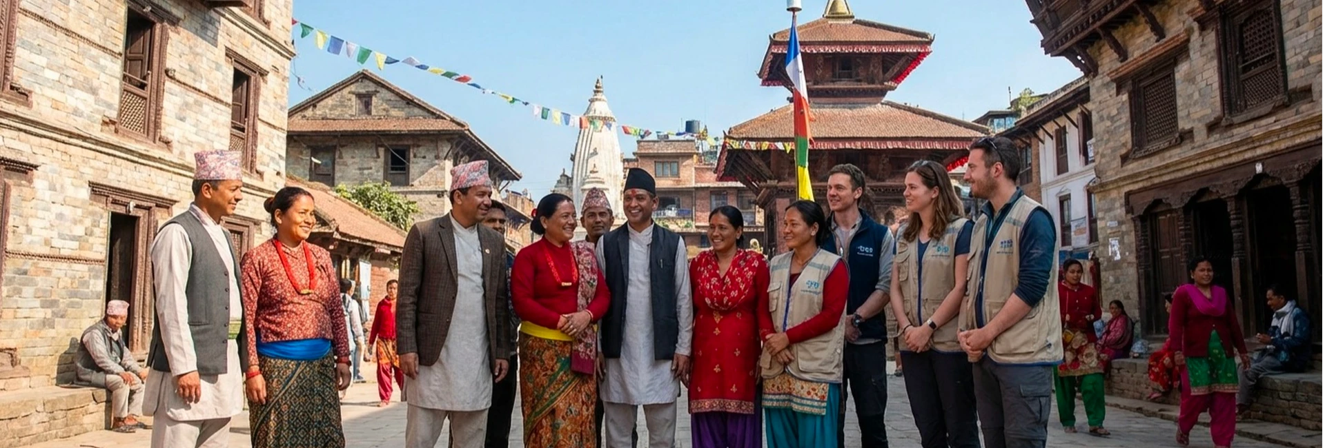 नेपालको ग्रामीण क्षेत्रमा बालबालिकालाई पढ्न सहयोग गर्दै एक स्वयंसेवक।