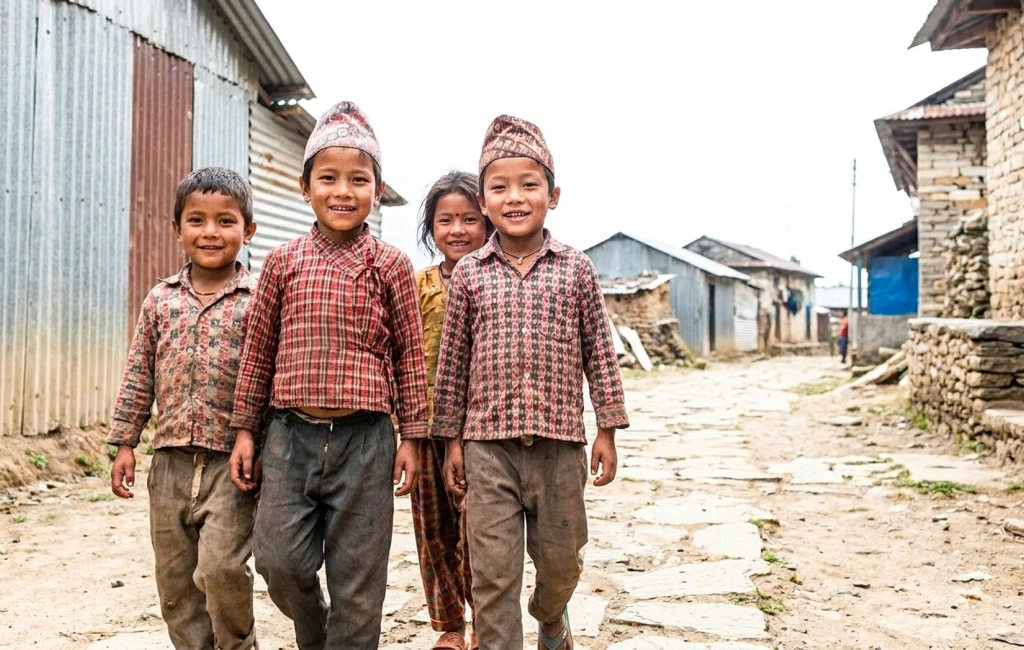 A donor contributing online to support children and families in Nepal.