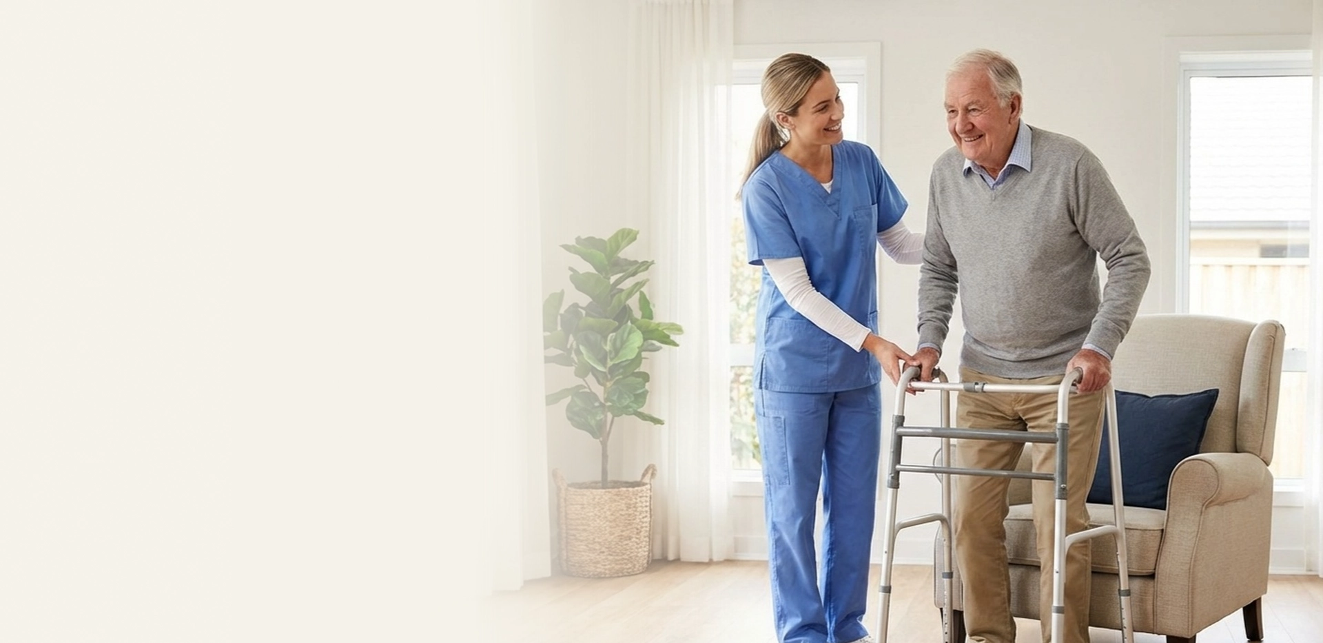 Caregiver assisting senior at home with home health care services in Tarpon Springs