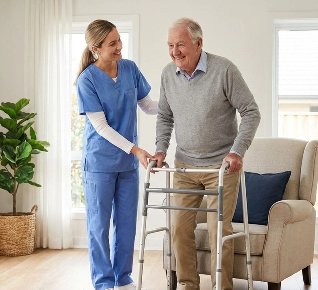 Caregiver assisting senior at home with home health care services in Tarpon Springs