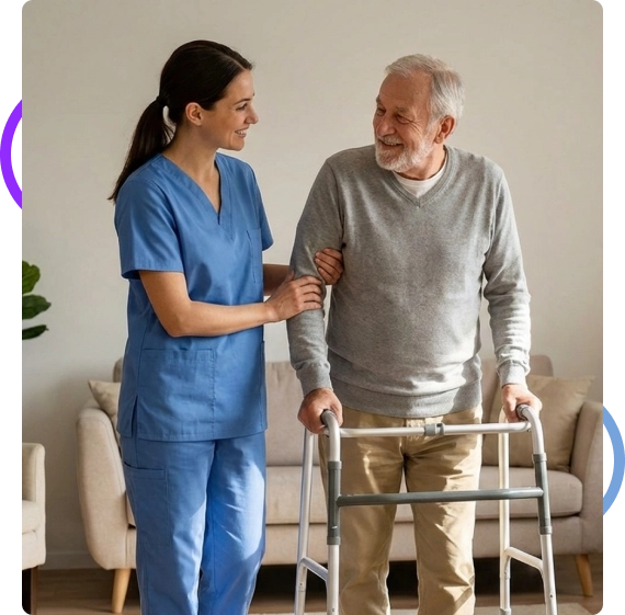Caregiver helping with mobility in a home setting in Tarpon Springs