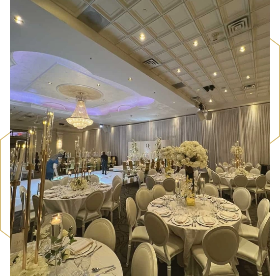 Guests enjoying a reception styled with decor rental services in Woodbridge