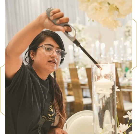 Modern event space styled using decor rental services in Woodbridge