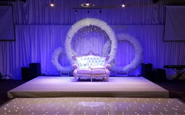 Floral table decor arranged using event rental decor services in Woodbridge
