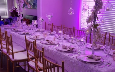 Reception styled with event rental decor services in Woodbridge