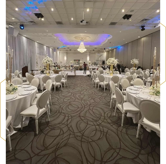 Ceremony backdrop styled with wedding decor rentals in Woodbridge