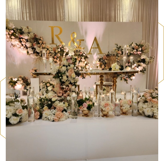 Corporate dinner setup using corporate event decor solutions in Woodbridge