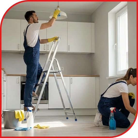 Staff delivering commercial cleaning services in Atlanta in a workspace
