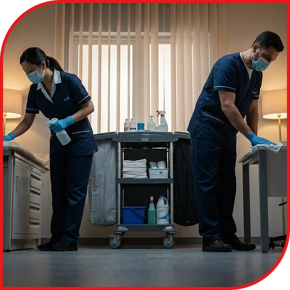 Staff delivering commercial cleaning services in Tucker workspace