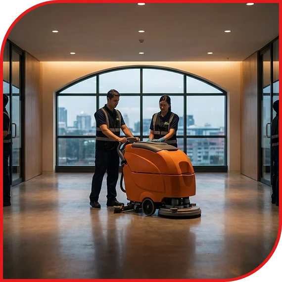 Staff delivering commercial cleaning services in McDonough workspace