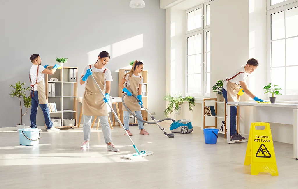 Team delivering janitorial services for facilities across Georgia office spaces