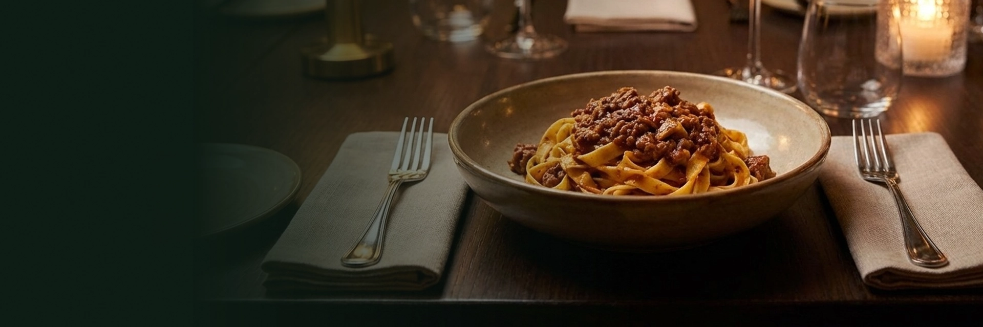 A plate of pasta served fresh at a family restaurant in Lakeland with rich sauce and herbs.
