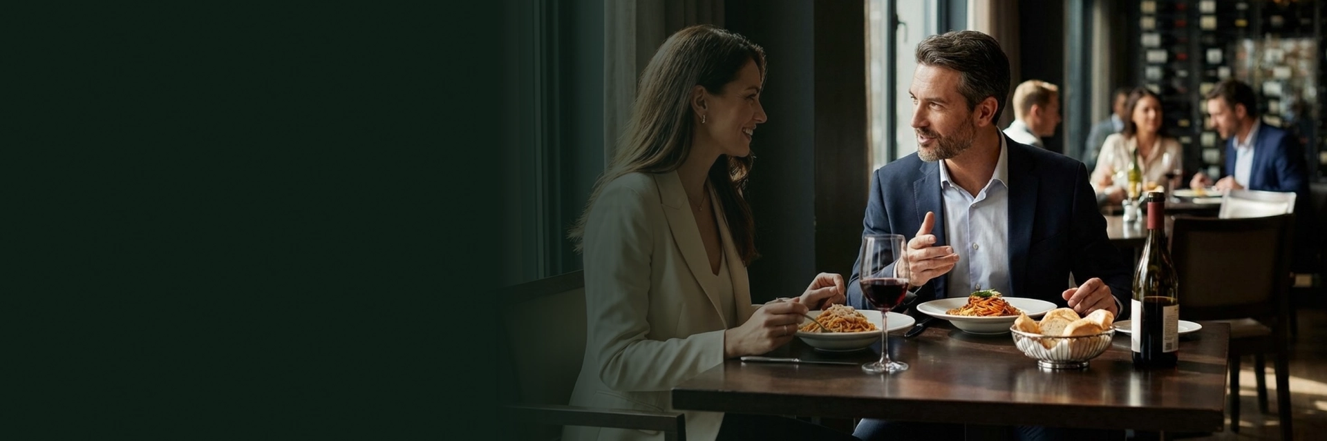 A family enjoying dinner at a restaurant offering Italian restaurant services in Lakeland.