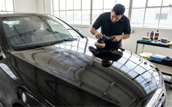Detailer explaining vehicle protection solutions to client in Langley, BC