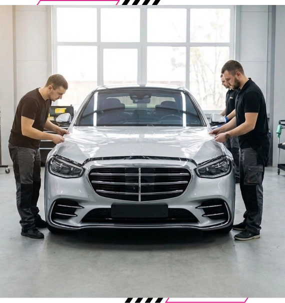 Finished surface with car paint protection film in Langley, BC