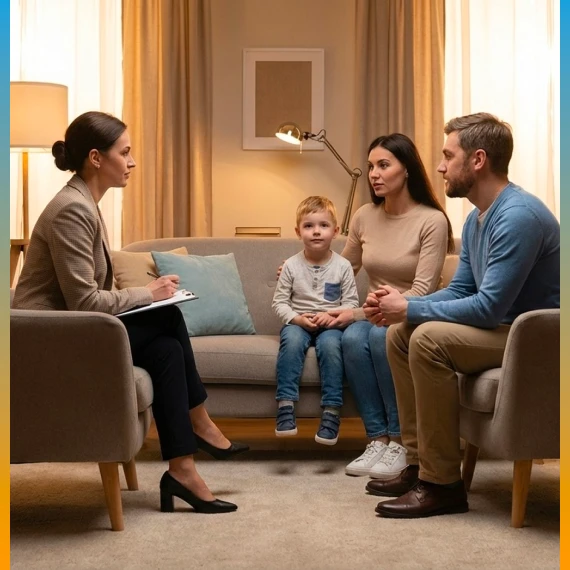 Counselor guiding parent-focused counseling services in Lorton, VA office