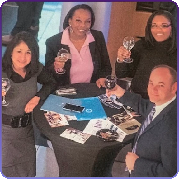 Guests networking during corporate events in Aurora, CO in a well-lit event space.