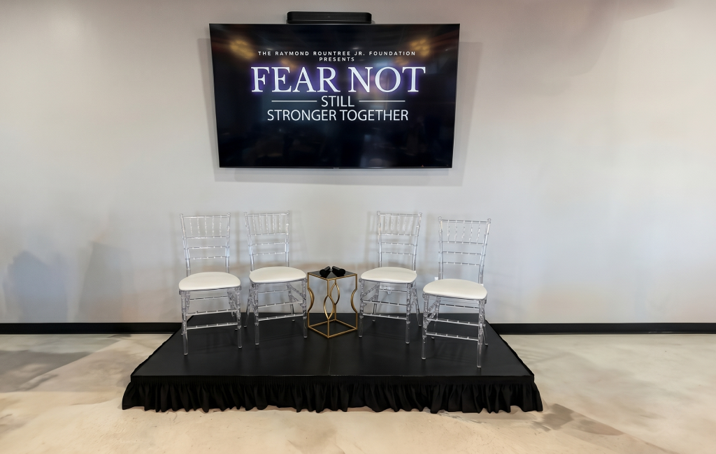 A modern corporate event venue in Aurora, CO set up for a professional conference.