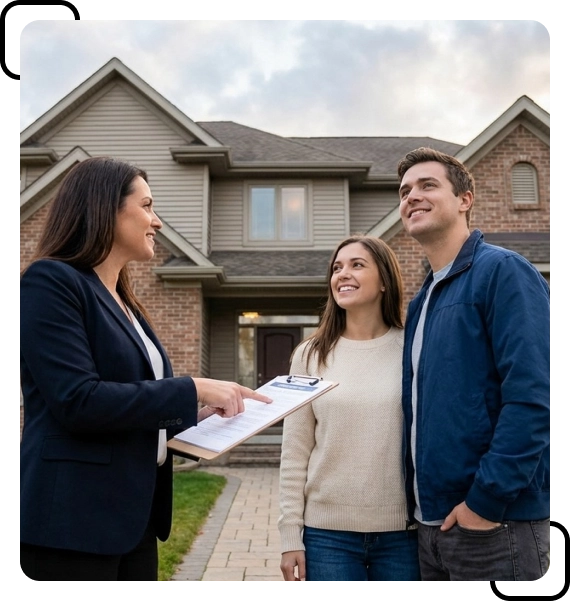 Clients discussing Loan Services in Columbia for home purchase