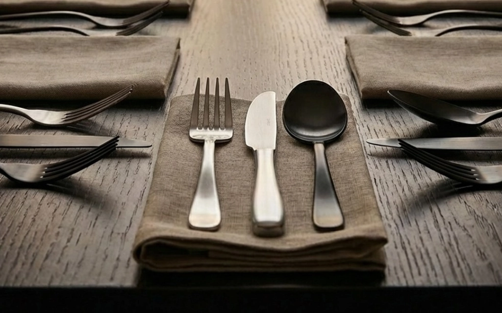 Dining table arranged with flatware sets online in Oshawa, Canada