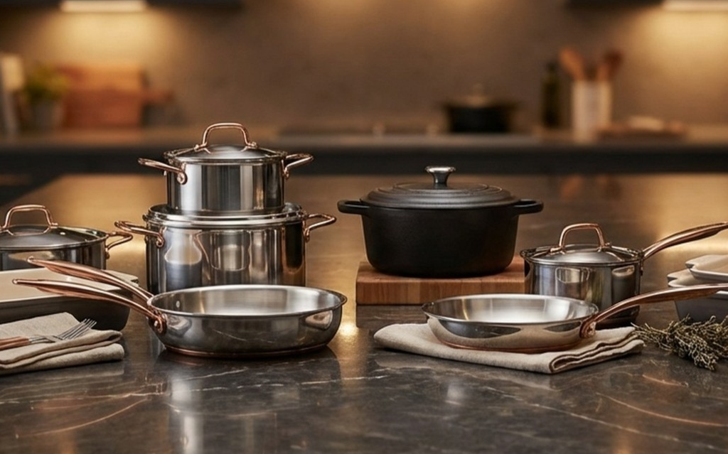 Home cook using cookware sets online for meal prep in Oshawa, Canada