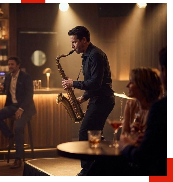  Live saxophone performance across New Brunswick venues