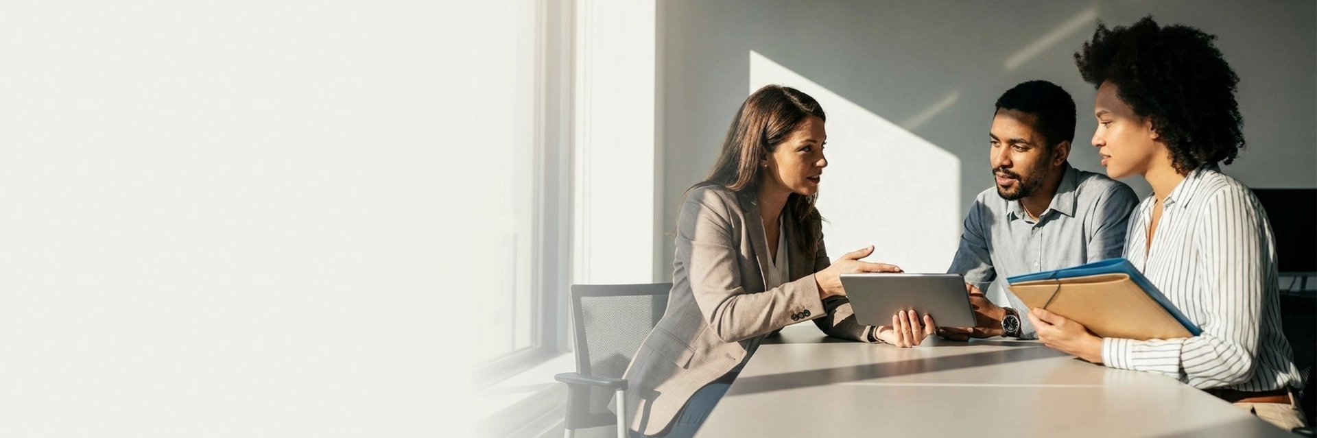 Recruiter assisting client with office staffing services in New Haven