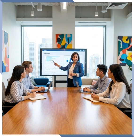 Office discussion on talent sourcing for industry roles
