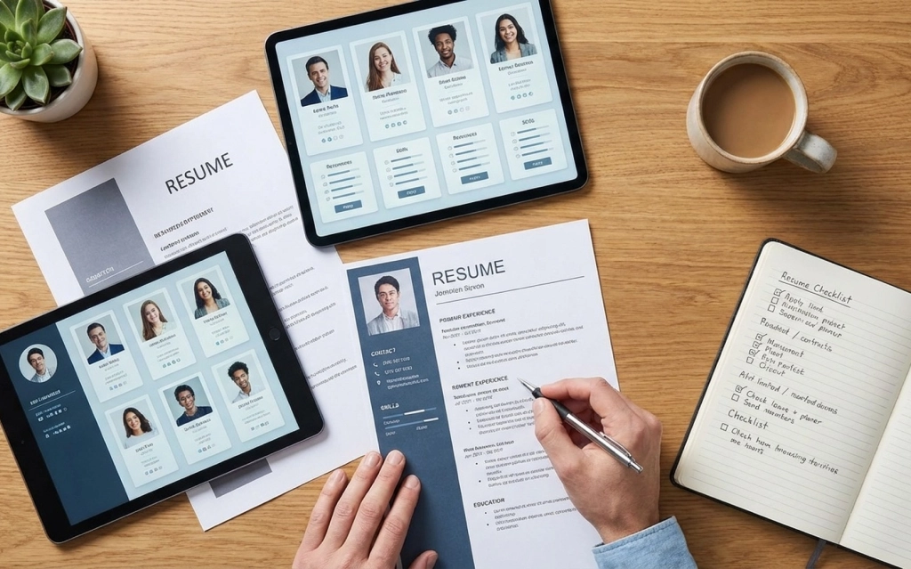 Consultant reviewing resume through resume review services in New Haven