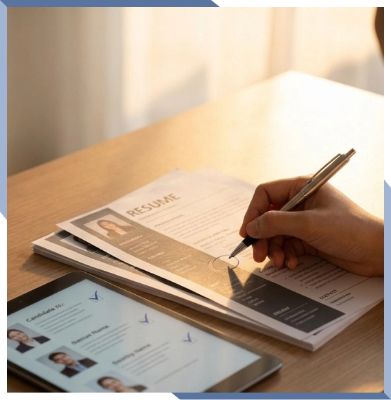 Client discussing hiring through office staffing services in Cheshire