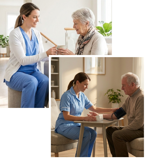 Family speaking with a caregiver about non-medical home care services.