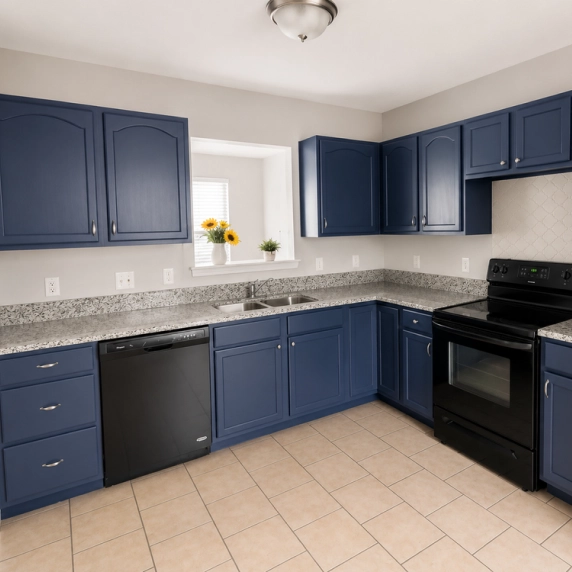 Cabinet refacing process showing updated cabinet doors.