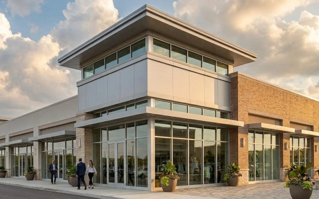 Clients touring commercial retail space for sale in Cumming