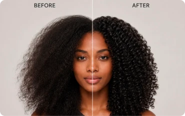 Shopper comparing different hair care solutions in a stylish retail store aisle.