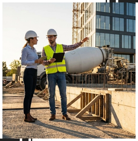 Contractor inspecting concrete for contractors materials in Ontario