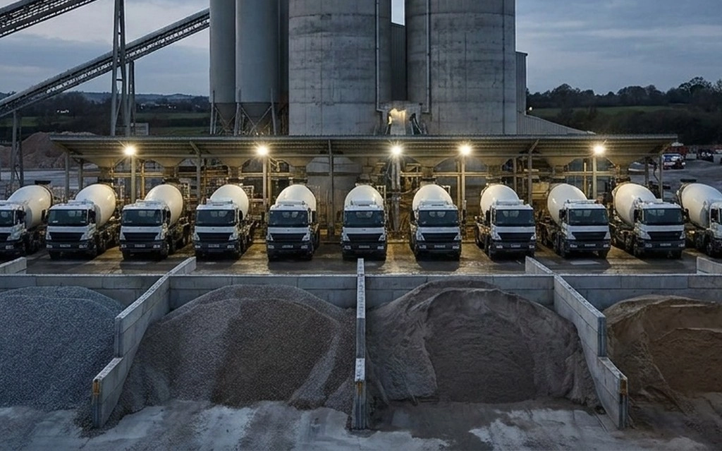 Truck delivering bulk concrete supply to a project in Ontario