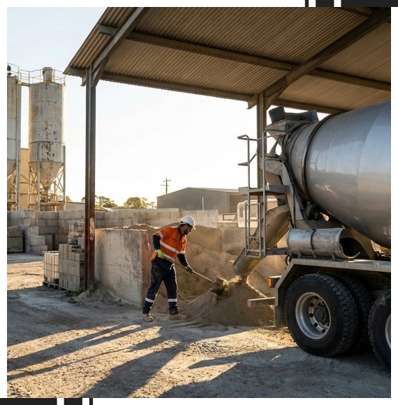 Workers coordinating orders at a concrete product supplier in Niagara Region
