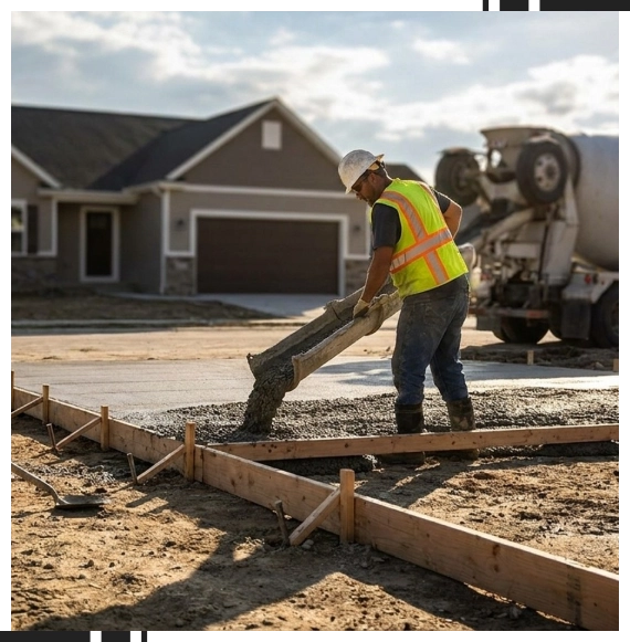 Staff inspecting materials at a concrete product supplier in Mississauga