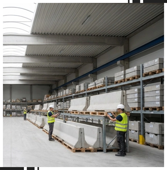 Workers loading materials at a concrete product supplier in Brampton