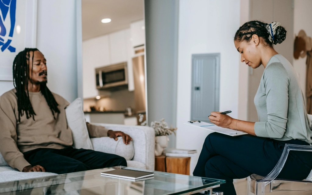 Therapist providing counseling services in Philadelphia in a private office