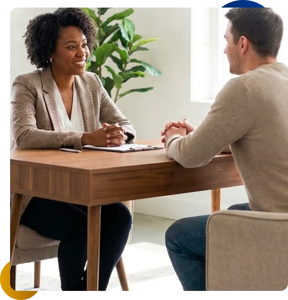 Therapist offering support as a counselor in Philadelphia during session
