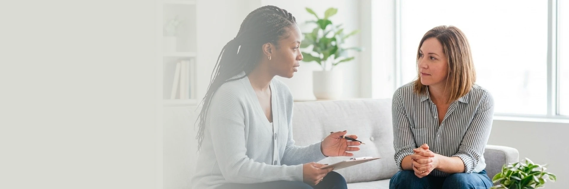 Client attending mental health counseling in Philadelphia in a quiet room