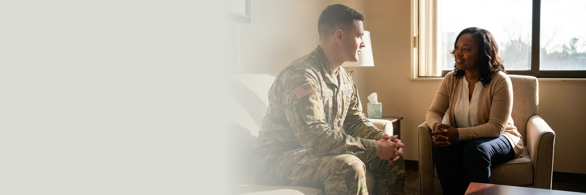 Veteran attending veteran counseling session in Philadelphia 